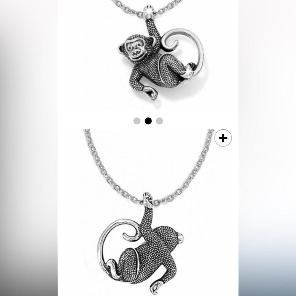 BRIGHTON MONKEY MONKEYING AROUND Silver Pendant NECKLACE $48 NWT